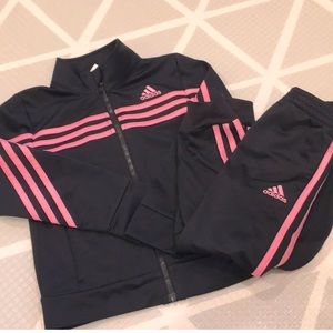 Adidas 2 piece black and pink outfit